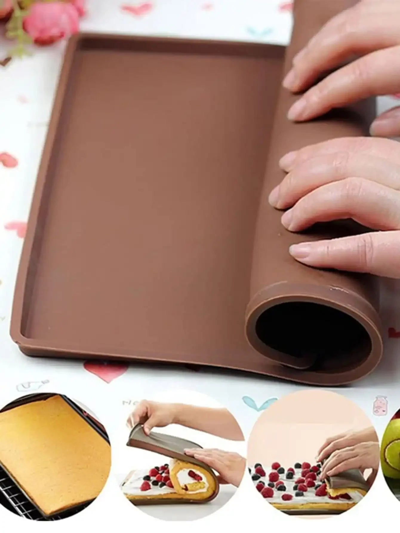 Silicone Cake Roll Mat – Non Toxic Baking Silicone Mat, Heat Resistant Pastry Liner - ZOOMNSTORE