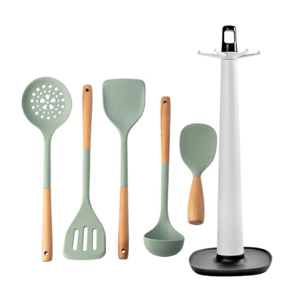 Silicone Spatula with Wooden Handle - Heat-Resistant Non-Stick Kitchen Tool - ZOOMNSTORE