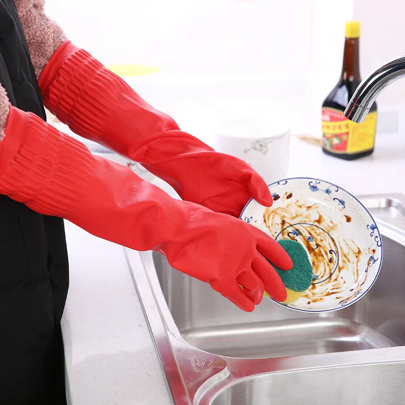 Silicone Dishwashing Gloves – Waterproof Kitchen Cleaning Gloves With Rubber Scrubber - ZOOMNSTORE