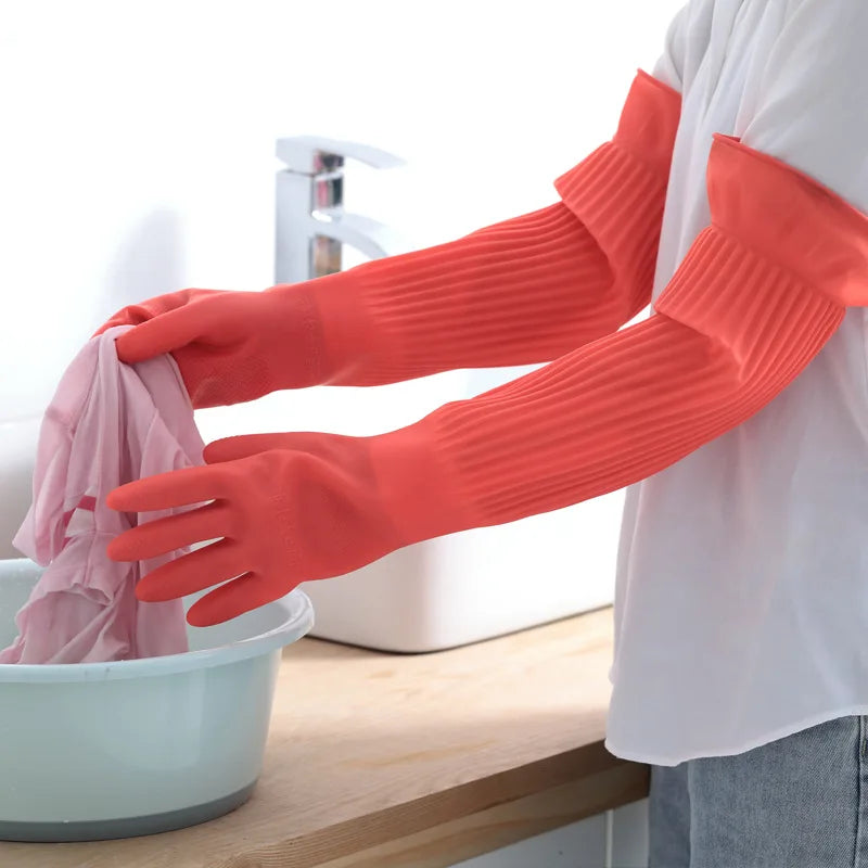 Silicone Dishwashing Gloves – Waterproof Kitchen Cleaning Gloves With Rubber Scrubber - ZOOMNSTORE