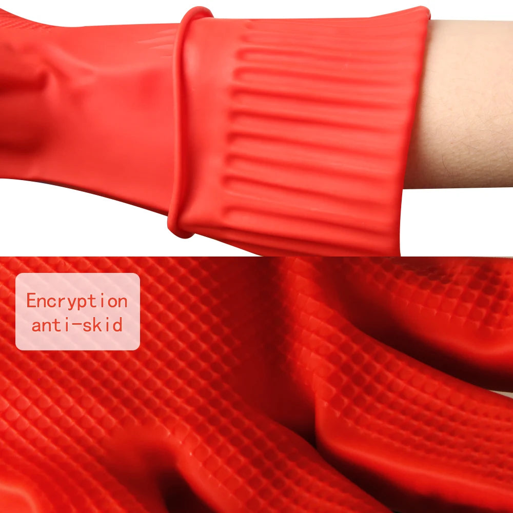 Silicone Dishwashing Gloves – Waterproof Kitchen Cleaning Gloves With Rubber Scrubber - ZOOMNSTORE