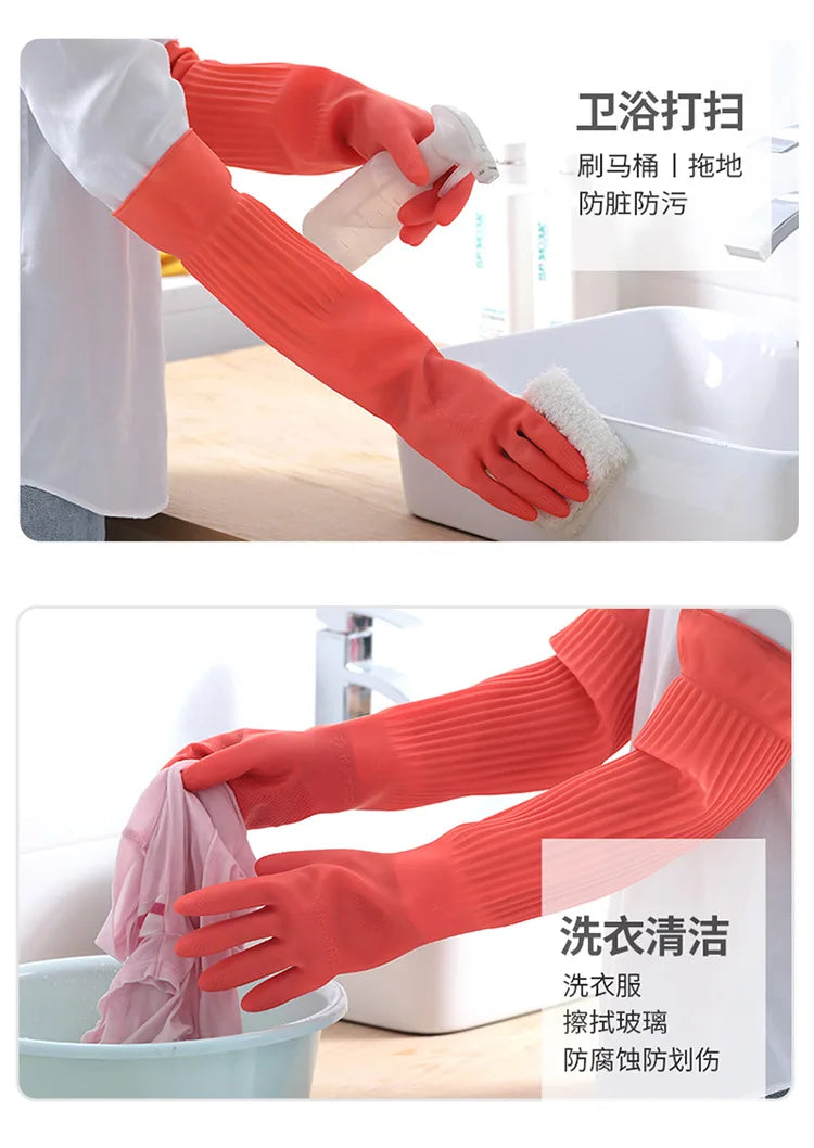 Silicone Dishwashing Gloves – Waterproof Kitchen Cleaning Gloves With Rubber Scrubber - ZOOMNSTORE