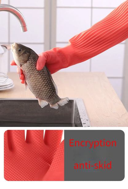 Silicone Dishwashing Gloves – Waterproof Kitchen Cleaning Gloves With Rubber Scrubber - ZOOMNSTORE