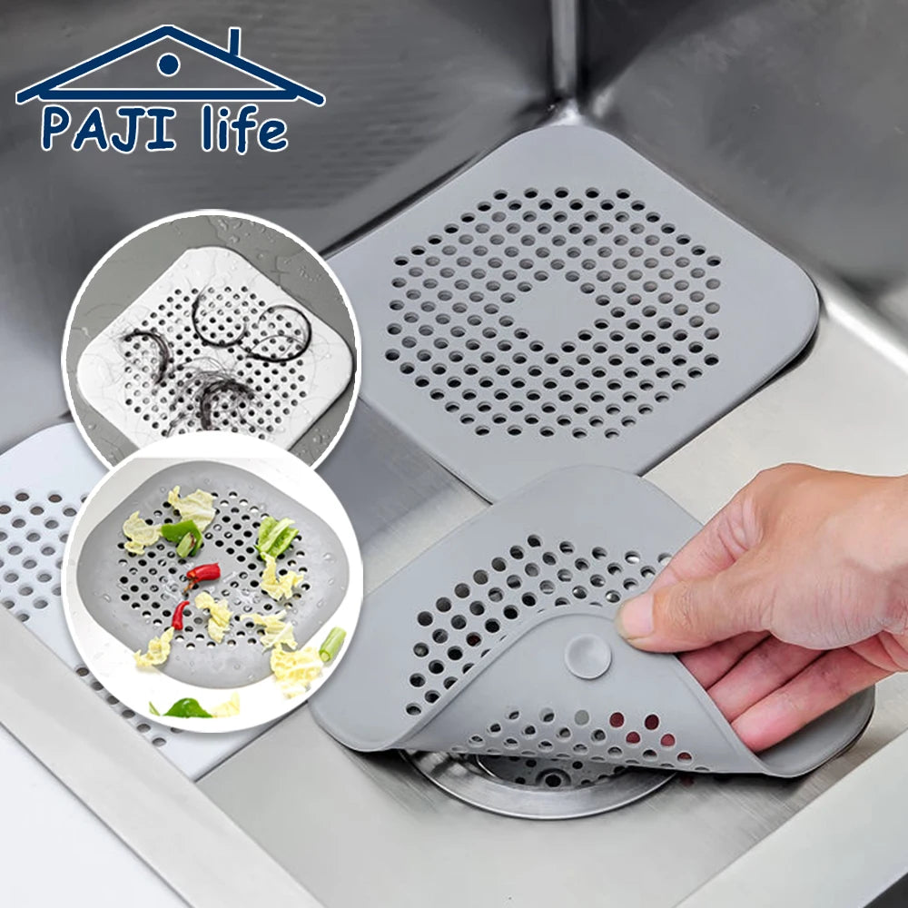 Shower Drain Cover Hair Catcher Flat Silicone Plug Stopper for Bathroom Kitchen Sink Bathtub Strainer TPR Protector - ZOOMNSTORE