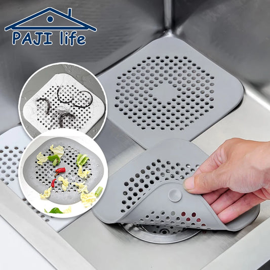 Shower Drain Cover Hair Catcher Flat Silicone Plug Stopper for Bathroom Kitchen Sink Bathtub Strainer TPR Protector - ZOOMNSTORE
