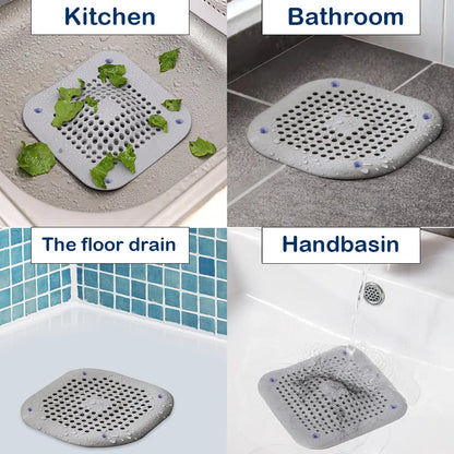 Shower Drain Cover Hair Catcher Flat Silicone Plug Stopper for Bathroom Kitchen Sink Bathtub Strainer TPR Protector - ZOOMNSTORE