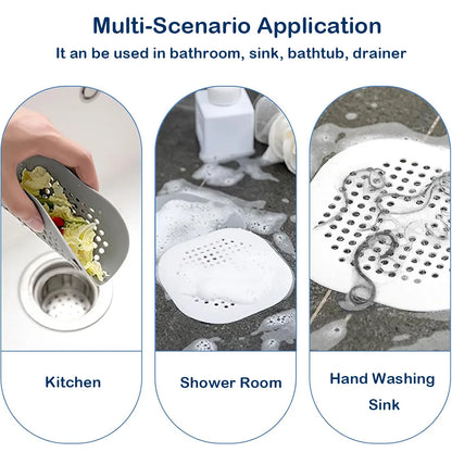 Shower Drain Cover Hair Catcher Flat Silicone Plug Stopper for Bathroom Kitchen Sink Bathtub Strainer TPR Protector - ZOOMNSTORE