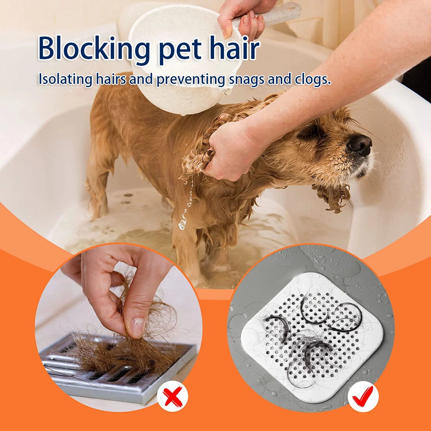 Shower Drain Cover Hair Catcher Flat Silicone Plug Stopper for Bathroom Kitchen Sink Bathtub Strainer TPR Protector - ZOOMNSTORE