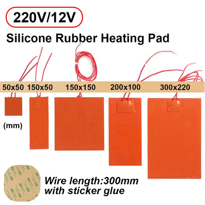 Silicone Heating Pad - Flexible Waterproof Rubber Heater Band for 3D Printer Bed - ZOOMNSTORE