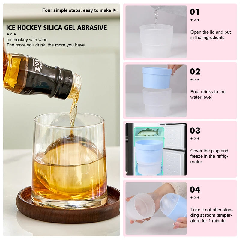 Silicone Ice Ball Mold - Round Ice Cube Mold Set for Whiskey & Cocktail Drinks - ZOOMNSTORE