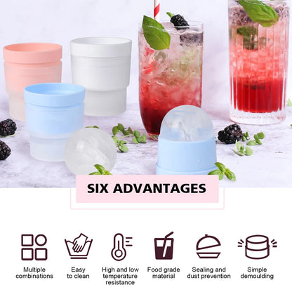 Silicone Ice Ball Mold - Round Ice Cube Mold Set for Whiskey & Cocktail Drinks - ZOOMNSTORE