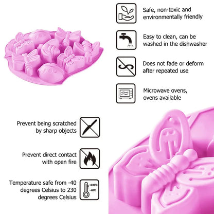 Silicone Insect Mold – Butterfly, Ladybug & Bee Chocolate Cake Tray | Reusable Eco-Friendly Baking Molds - ZOOMNSTORE