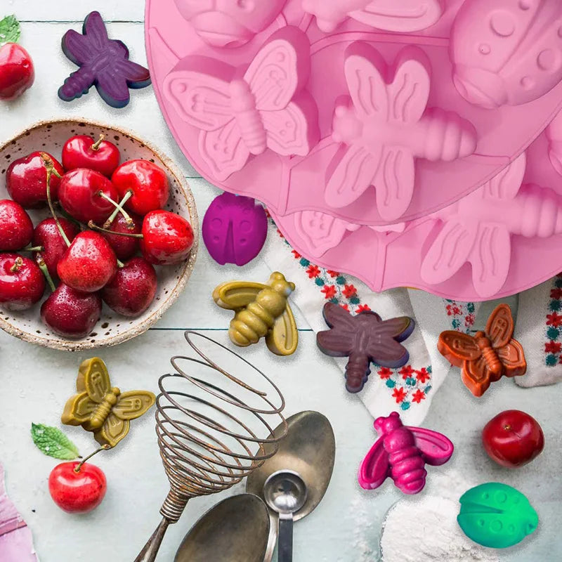 Silicone Insect Mold – Butterfly, Ladybug & Bee Chocolate Cake Tray | Reusable Eco-Friendly Baking Molds - ZOOMNSTORE
