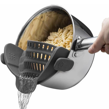 Silicone Clip-On Kitchen Strainer - Pasta Noodle  Vegetable Colander Gadget - ZOOMNSTORE