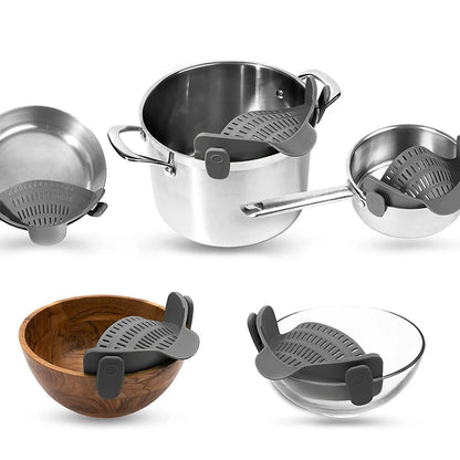 Silicone Clip-On Kitchen Strainer - Pasta Noodle  Vegetable Colander Gadget - ZOOMNSTORE