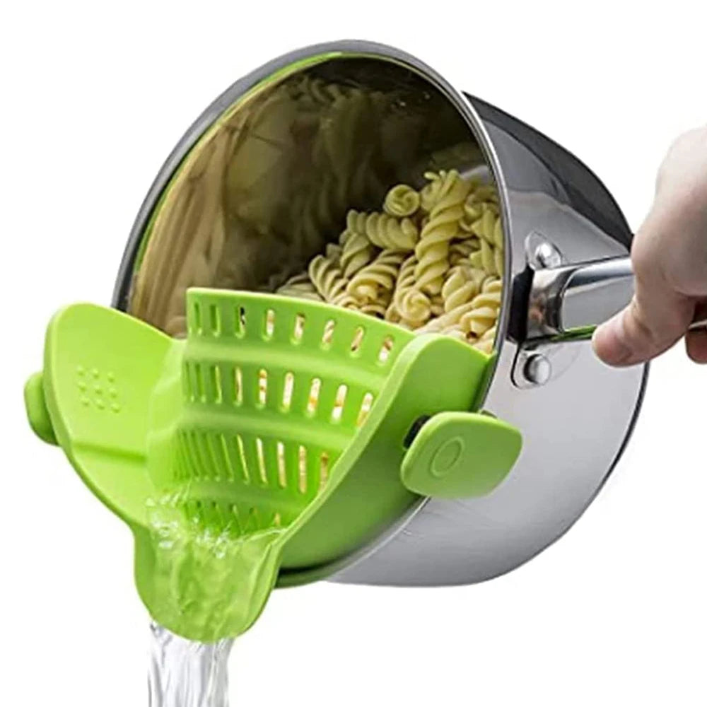 Silicone Clip-On Kitchen Strainer - Pasta Noodle  Vegetable Colander Gadget - ZOOMNSTORE