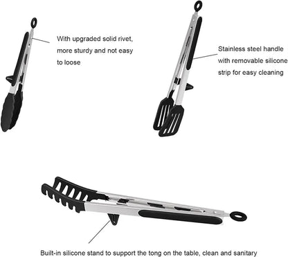 Silicone Kitchen Tongs - Non-Stick BBQ  Salad Serving Utensils - ZOOMNSTORE