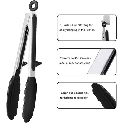 Silicone Kitchen Tongs - Non-Stick BBQ  Salad Serving Utensils - ZOOMNSTORE