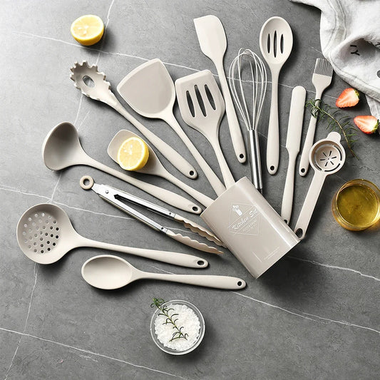 Silicone Kitchen Utensils - 15 Piece Food Grade Silicone Cooking Tool Set | Heat Resistant, Eco-Friendly Kitchenware - ZOOMNSTORE