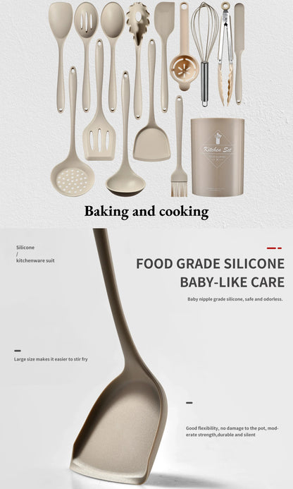 Silicone Kitchen Utensils - 15 Piece Food Grade Silicone Cooking Tool Set | Heat Resistant, Eco-Friendly Kitchenware - ZOOMNSTORE