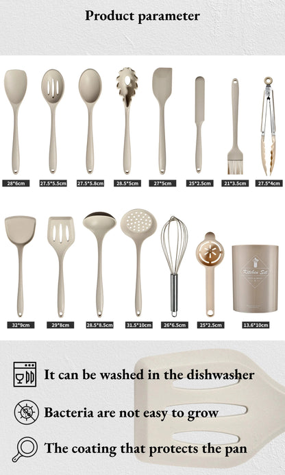 Silicone Kitchen Utensils - 15 Piece Food Grade Silicone Cooking Tool Set | Heat Resistant, Eco-Friendly Kitchenware - ZOOMNSTORE