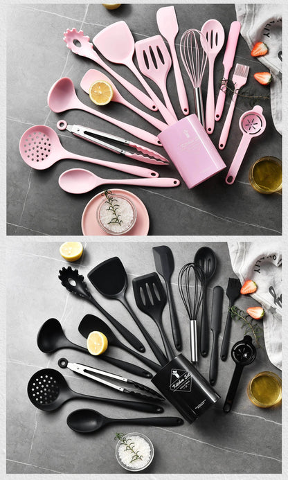 Silicone Kitchen Utensils - 15 Piece Food Grade Silicone Cooking Tool Set | Heat Resistant, Eco-Friendly Kitchenware - ZOOMNSTORE