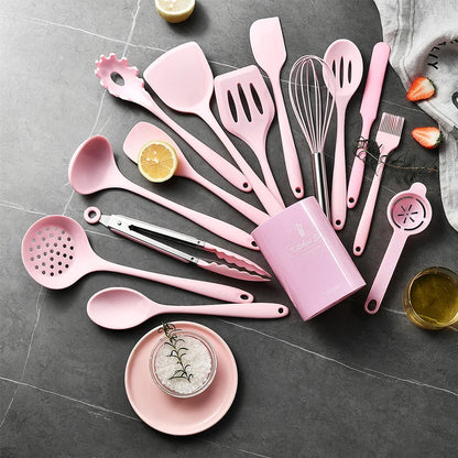 Silicone Kitchen Utensils - 15 Piece Food Grade Silicone Cooking Tool Set | Heat Resistant, Eco-Friendly Kitchenware - ZOOMNSTORE