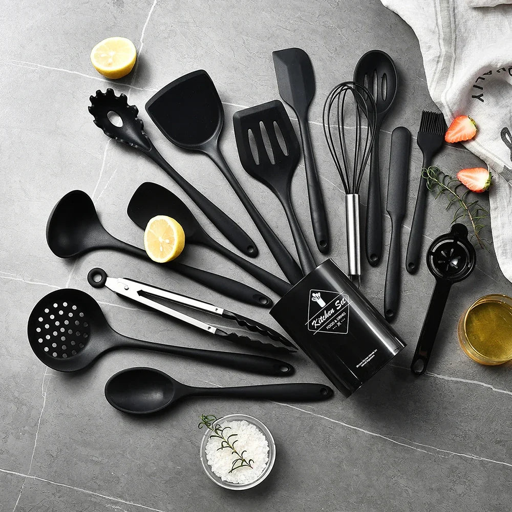 Silicone Kitchen Utensils - 15 Piece Food Grade Silicone Cooking Tool Set | Heat Resistant, Eco-Friendly Kitchenware - ZOOMNSTORE