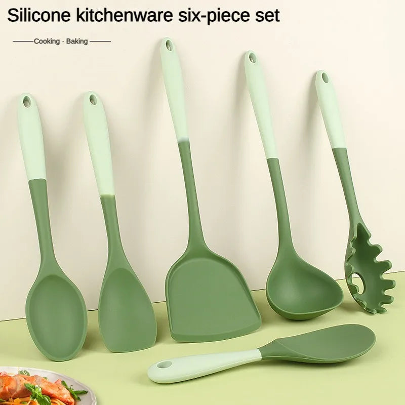 Silicone Kitchen Utensils | 6-Piece Heat Resistant Cooking Tool Set with Spatula, Ladle & Spoon - ZOOMNSTORE