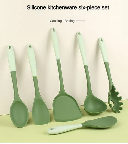 Silicone Kitchen Utensils | 6-Piece Heat Resistant Cooking Tool Set with Spatula, Ladle & Spoon - ZOOMNSTORE