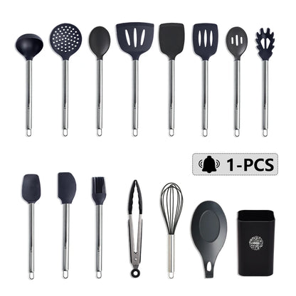 Silicone Kitchen Utensils – Heat Resistant Cooking Tool Sets with Stainless Steel Handle - ZOOMNSTORE