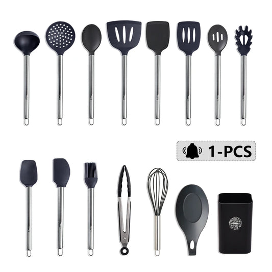 Silicone Kitchen Utensils – Heat Resistant Cooking Tool Sets with Stainless Steel Handle - ZOOMNSTORE