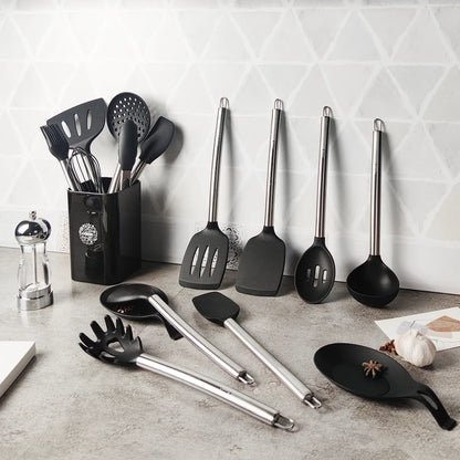 Silicone Kitchen Utensils – Heat Resistant Cooking Tool Sets with Stainless Steel Handle - ZOOMNSTORE