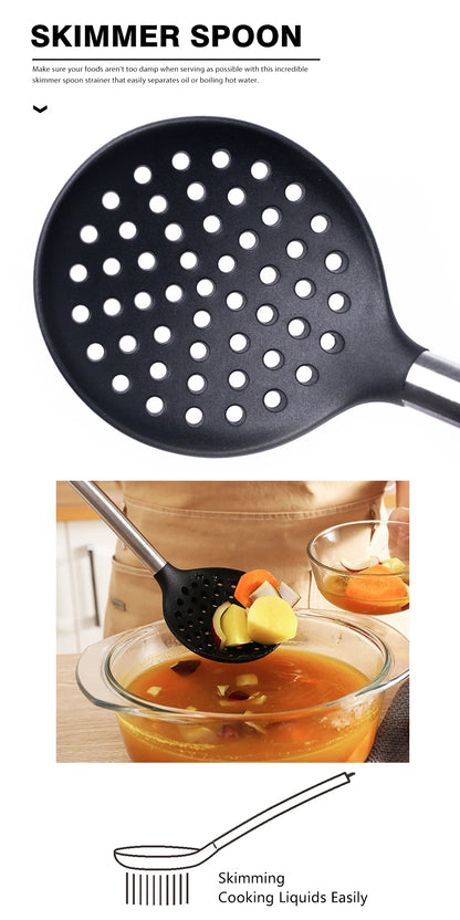 Silicone Kitchen Utensils – Heat Resistant Cooking Tool Sets with Stainless Steel Handle - ZOOMNSTORE