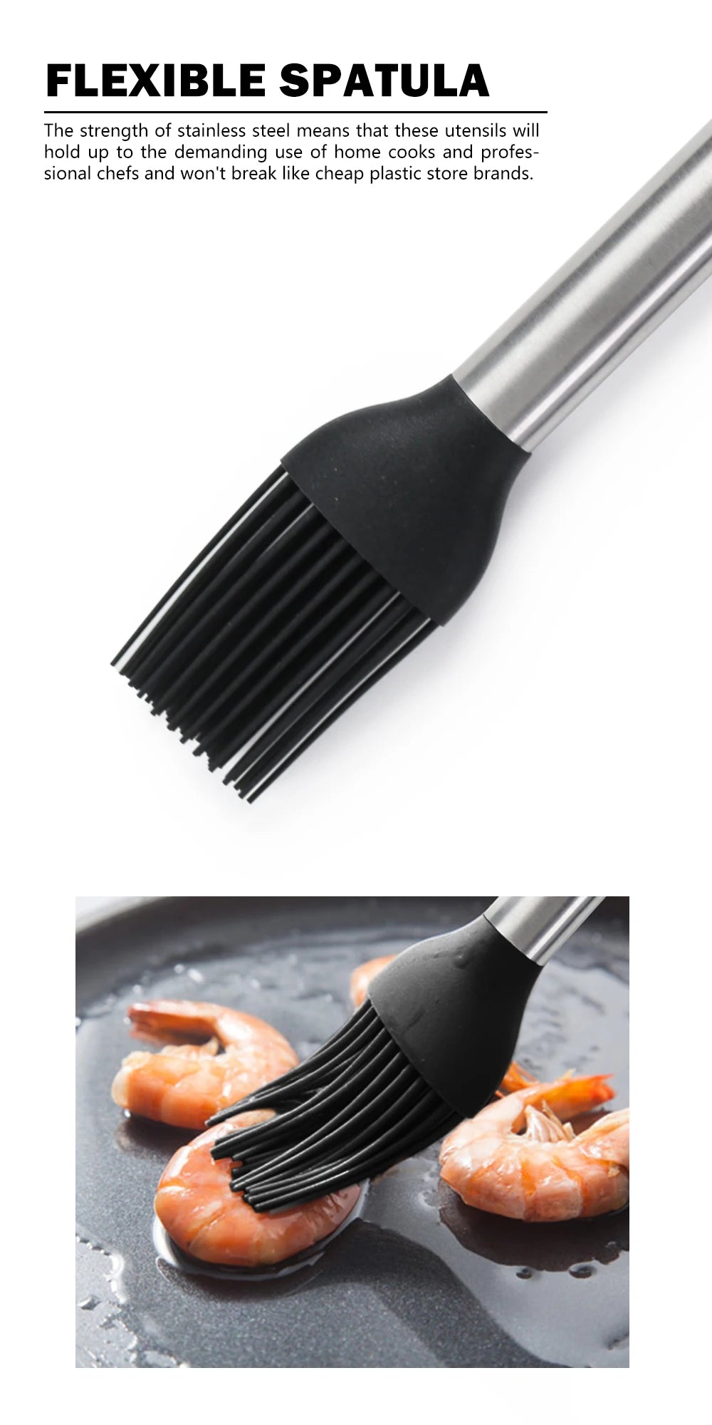 Silicone Kitchen Utensils – Heat Resistant Cooking Tool Sets with Stainless Steel Handle - ZOOMNSTORE