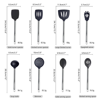 Silicone Kitchen Utensils – Heat Resistant Cooking Tool Sets with Stainless Steel Handle - ZOOMNSTORE