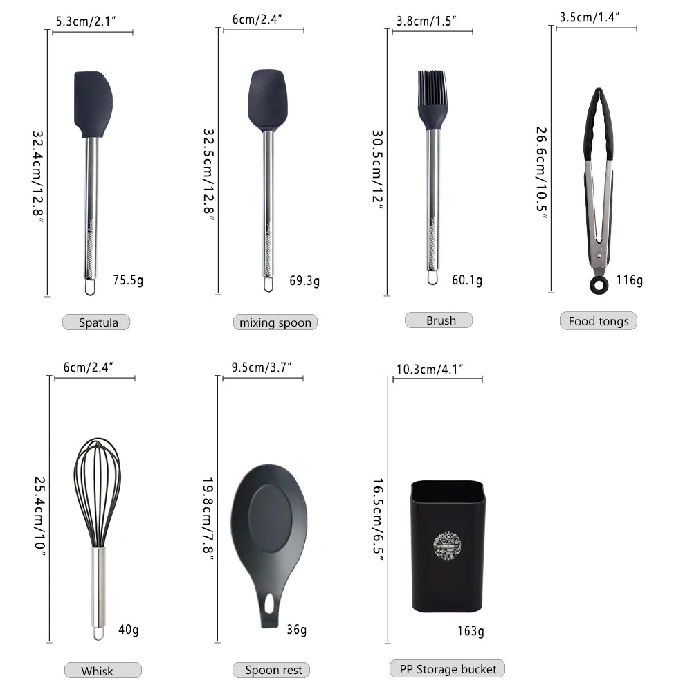 Silicone Kitchen Utensils – Heat Resistant Cooking Tool Sets with Stainless Steel Handle - ZOOMNSTORE