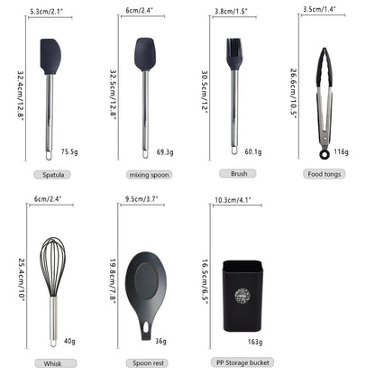 Silicone Kitchen Utensils – Heat Resistant Cooking Tool Sets with Stainless Steel Handle - ZOOMNSTORE