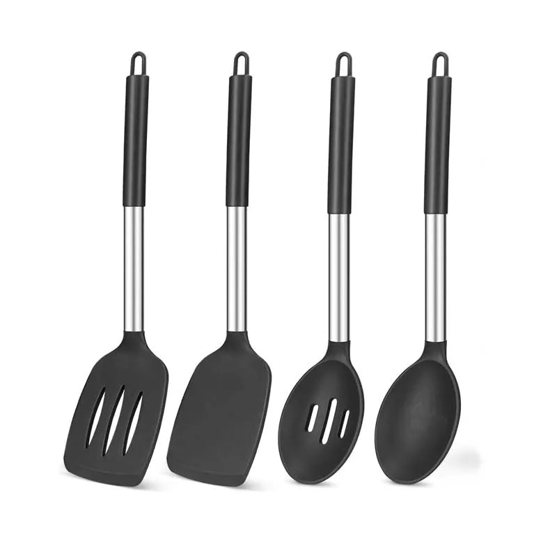 Silicone Kitchenware Set – 4PCS Eco-Friendly Cooking Tools with Stainless Steel Handles - ZOOMNSTORE