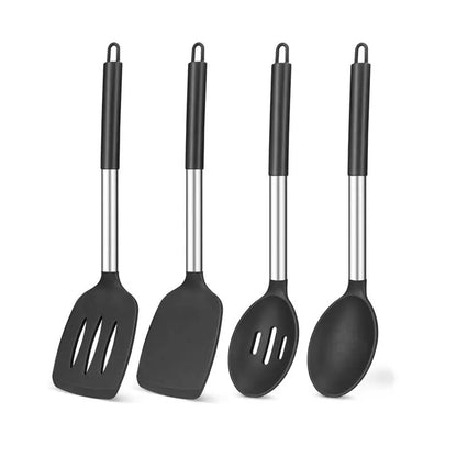 Silicone Kitchenware Set – 4PCS Eco-Friendly Cooking Tools with Stainless Steel Handles - ZOOMNSTORE