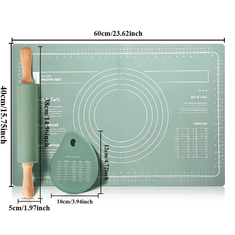 Silicone Kneading Pad | Large Non-Slip Food Grade Dough Rolling Mat Set - ZOOMNSTORE