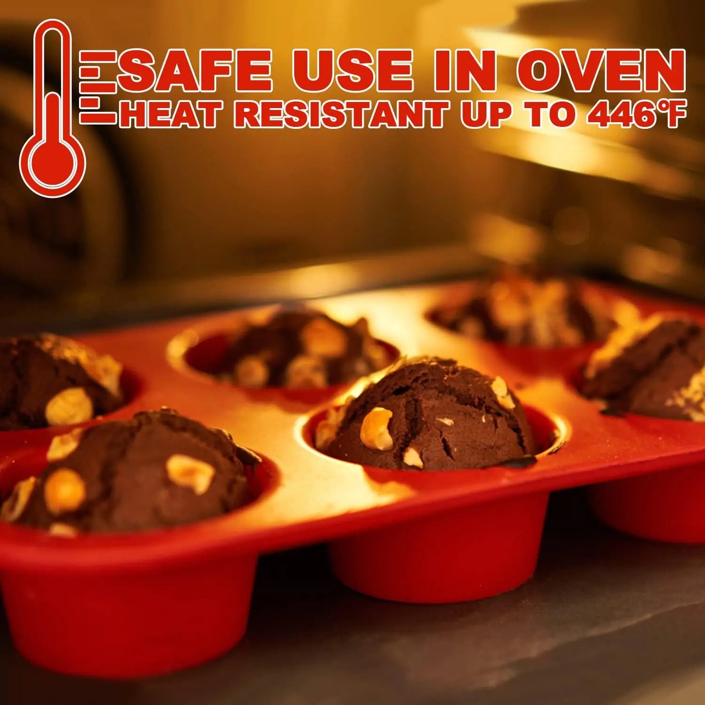 Silicone Muffin Pan - 6 Cup Baking Pan Non Stick Cupcake Molds | Oven Safe Silicone Tray - ZOOMNSTORE