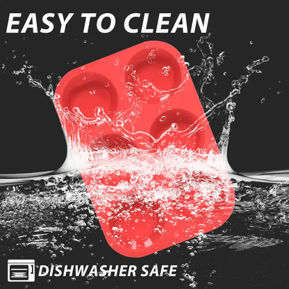 Silicone Muffin Pan - 6 Cup Baking Pan Non Stick Cupcake Molds | Oven Safe Silicone Tray - ZOOMNSTORE