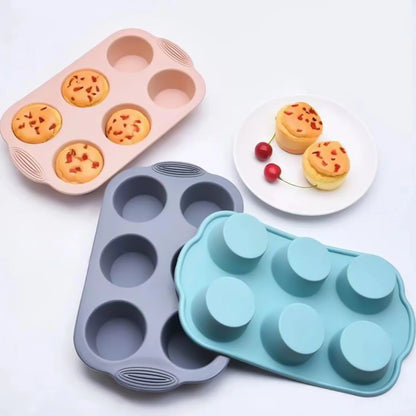 Silicone Muffin Tray with 6 Cups | Easy Clean Nonstick Muffin Mold for Cupcake & Cake Baking - ZOOMNSTORE