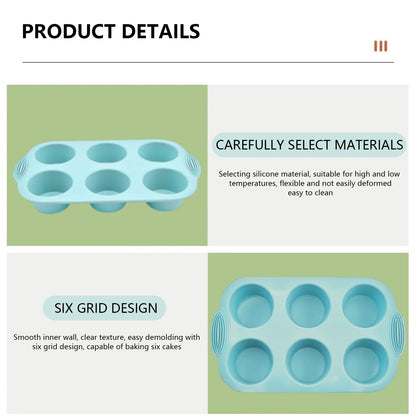 Silicone Muffin Tray with 6 Cups | Easy Clean Nonstick Muffin Mold for Cupcake & Cake Baking - ZOOMNSTORE