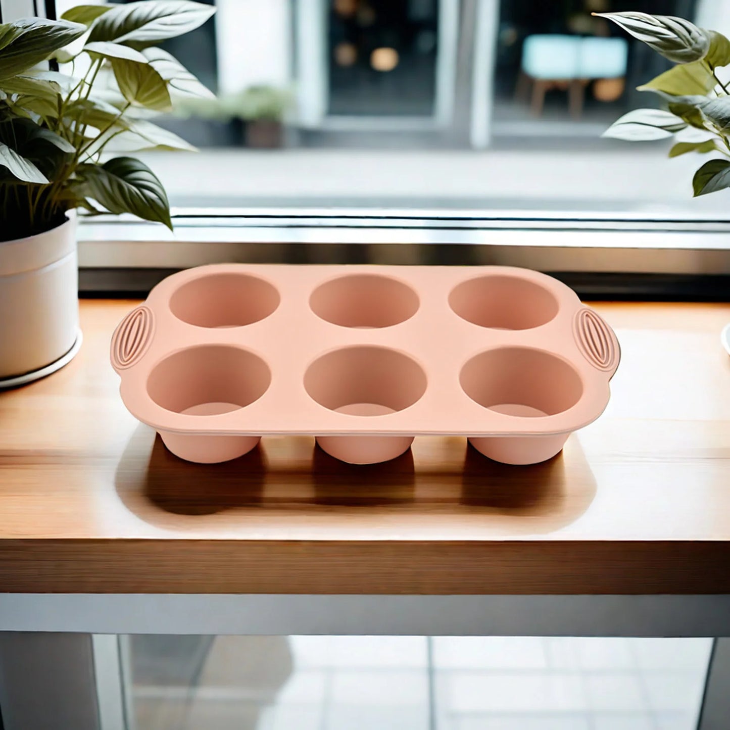 Silicone Muffin Tray with 6 Cups | Easy Clean Nonstick Muffin Mold for Cupcake & Cake Baking - ZOOMNSTORE