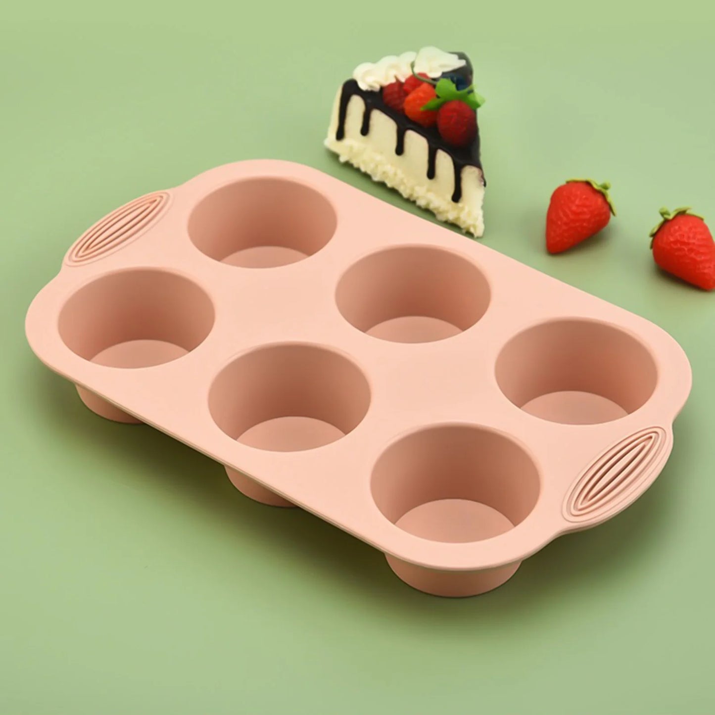 Silicone Muffin Tray with 6 Cups | Easy Clean Nonstick Muffin Mold for Cupcake & Cake Baking - ZOOMNSTORE