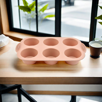 Silicone Muffin Tray with 6 Cups | Easy Clean Nonstick Muffin Mold for Cupcake & Cake Baking - ZOOMNSTORE