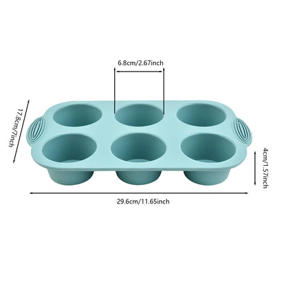 Silicone Muffin Tray with 6 Cups | Easy Clean Nonstick Muffin Mold for Cupcake & Cake Baking - ZOOMNSTORE
