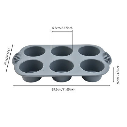 Silicone Muffin Tray with 6 Cups | Easy Clean Nonstick Muffin Mold for Cupcake & Cake Baking - ZOOMNSTORE